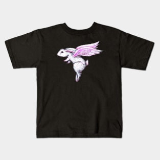 Sad Bunny Flying Kids T-Shirt